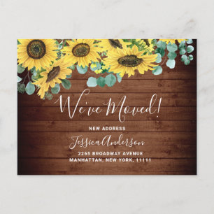 Carte Postale Sunflowers Eucalyptus Rustic Moving Faire-part