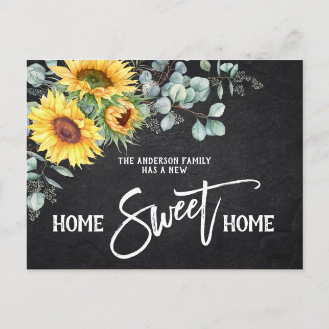 Carte Postale Sunflowers Home Sweet Home Moving Faire-part (Devant)