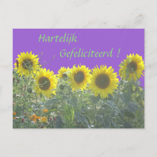 Carte Postale Sunflowers Joyeux anniversaire en néerlandais Cart