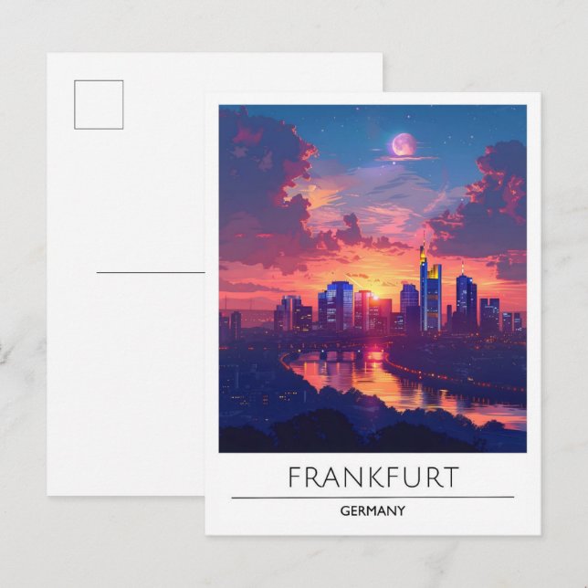 Carte Postale Sunrise à Francfort Allemagne Voyage (Devant / Derrière)