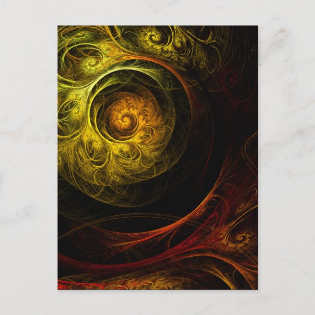 Carte postale Sunrise Floral Red Abstrait Art (Devant)
