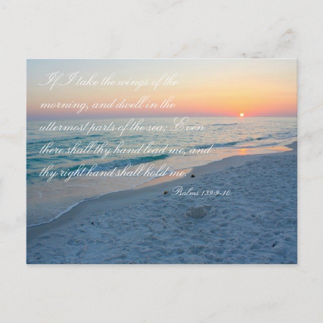 Carte Postale Sunset Beach Scripture Psaumes 139:9-10 Inspiratio (Devant)