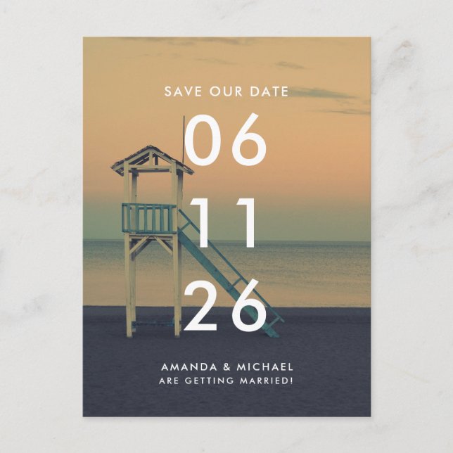 Carte Postale Sunset Beach Wedding Enregistrer la date (Devant)