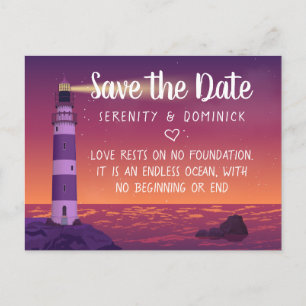 Carte Postale Sunset Lighthouse Mariage nautique Enregistrer la 