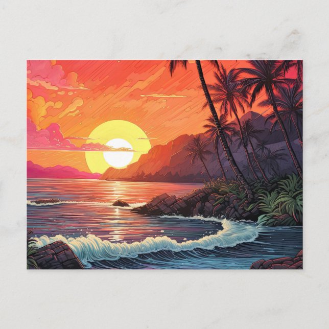 Carte Postale Sunset Tropical Beach Paradise Island  (Devant)