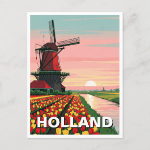 Carte Postale Sunset Windmill Holland Pays-Bas