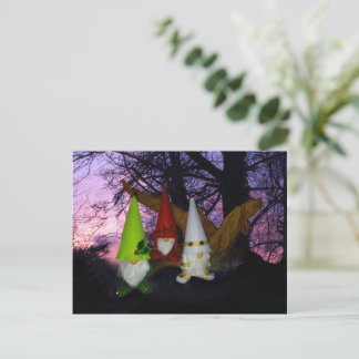 Carte postale Sunset Woodland Gnomes Holiday
