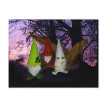 Carte postale Sunset Woodland Gnomes Holiday