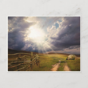 Carte postale Sunshine and Meadow et Old Wood Fenc