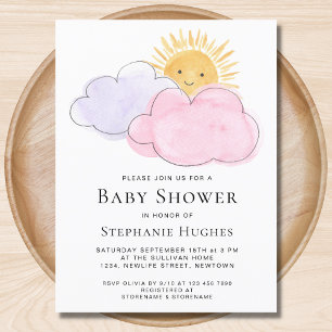 Carte Postale Sunshine et nuages Invitation Baby shower de la fi