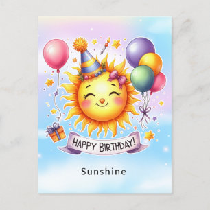 Carte Postale Sunshine Nom personnalisé Joyeux anniversaire