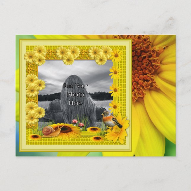 Carte Postale Sunshine Yellow Sunflower Photo Frame (Devant)
