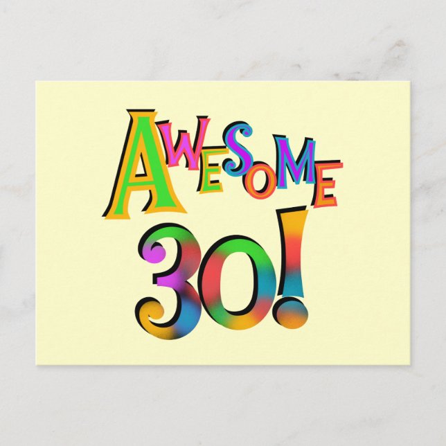 Carte Postale Super 30 T-shirts et cadeaux d'anniversaire (Devant)