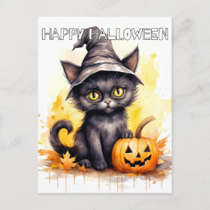 Carte Postale Super Adorable Petit Chat Halloween