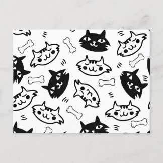 Carte postale Super Chat noir & blanc