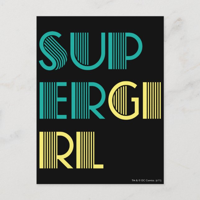 Carte Postale Super girl Green and Yellow (Devant)