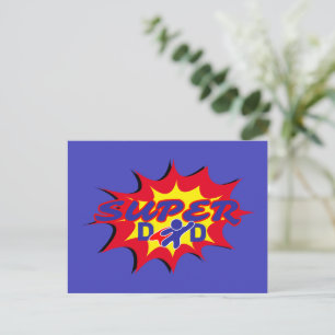 Carte Postale Super Hero Papa Fête des pères de livre comique