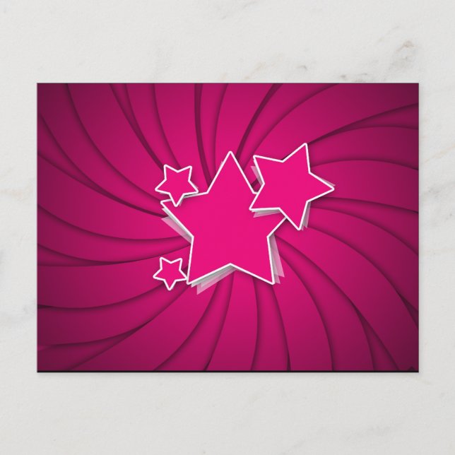 Carte Postale Super Hot Rose Stars et Swirl Arrière - plan (Devant)