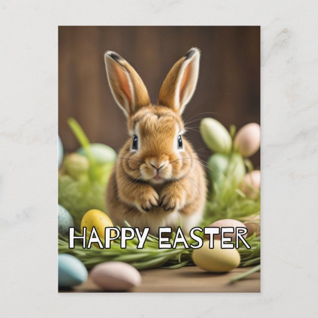 Carte Postale Super mignon lapin de Pâques (Devant)
