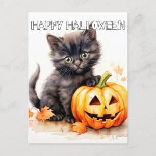Carte Postale Super mignonne Little Halloween Kitten