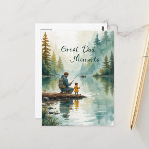 Carte Postale Super Papa Super Souvenirs Pêche au Lac Fête des P
