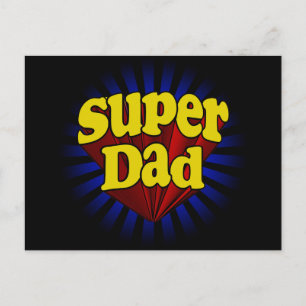 Carte Postale Super Papa, Superhero Rouge/Jaune/Bleu