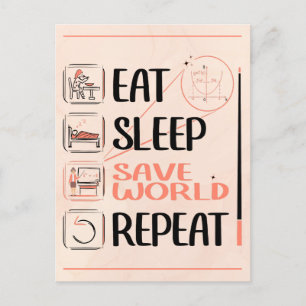 Carte Postale Super professeur de mathématiques sauve le monde. 