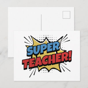 Carte Postale Super Professeur Style Bande Dessinée