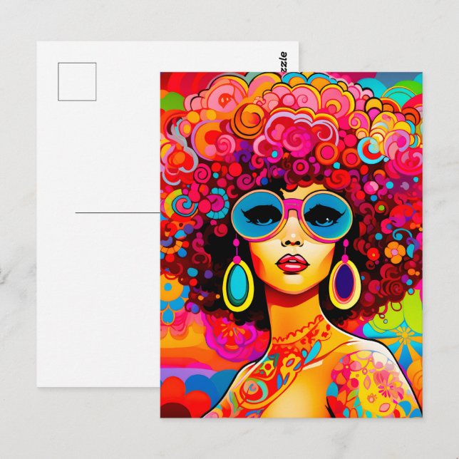 Carte Postale Super Retro Chic Floral Pop Art (Devant / Derrière)