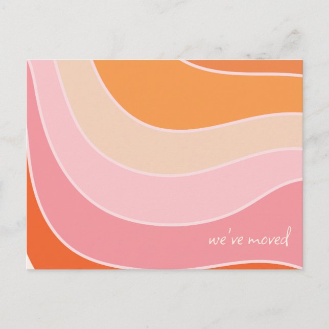 Carte Postale Super Retro Rose Orange Déplacé Nouvelle adresse (Devant)