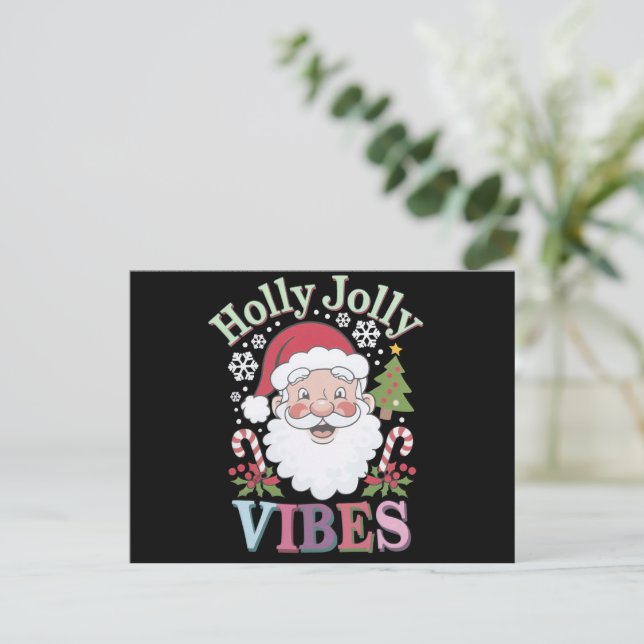 Carte Postale Super Santa Claus Holly Jolly Vibes Noël (Debout devant)