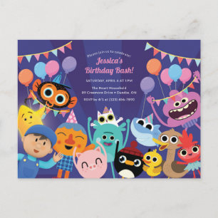 Carte Postale Super Simple Caractères Festive Anniversaire