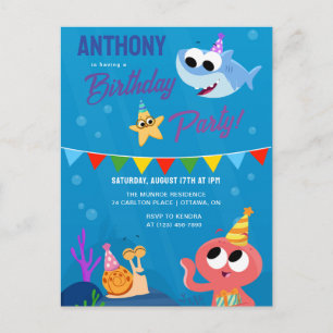 Carte Postale Super simple   Finny Shark Ocean Anniversaire