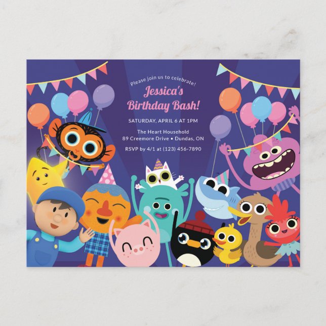 Carte Postale Super Simples Personnages Fête d'anniversaire (Devant)