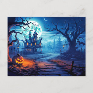 Carte Postale Super Sinister Citrouille & Haunted House