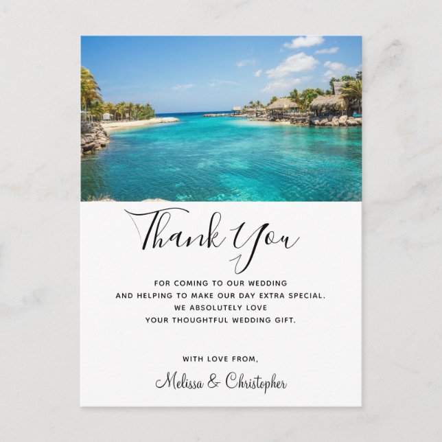 Carte Postale Superbe Blue Tropical Beach Merci Mariage (Devant)