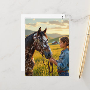 Carte Postale Superbe cheval Appaloosa et son propriétaire