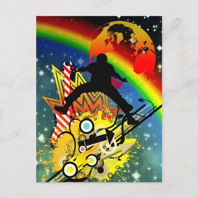 Carte Postale Superbe musique cool danseur silhouette guitare pl (Devant)