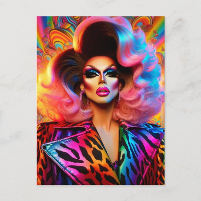 Carte Postale Superbe reine du Drag des années 1980 (Devant)