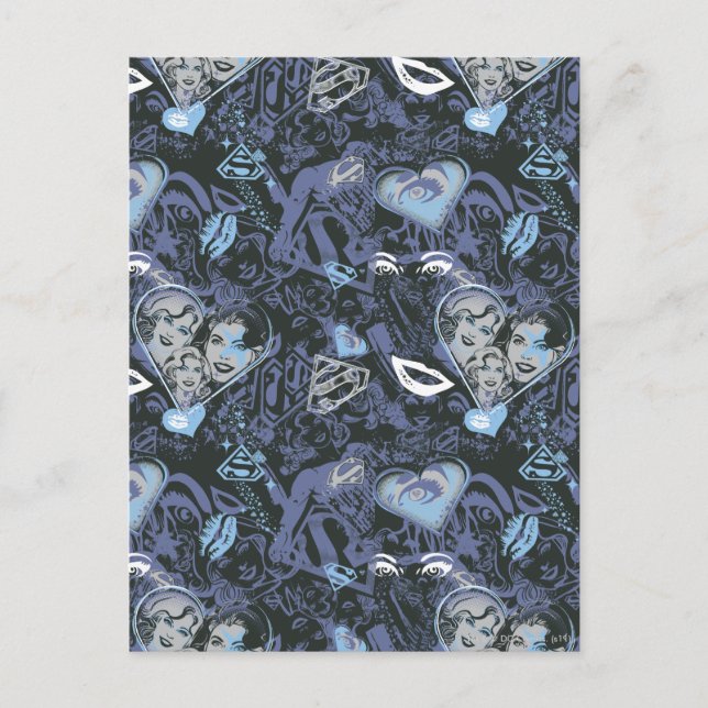 Carte Postale Supergirl Coeurs et lèvres Motif (Devant)
