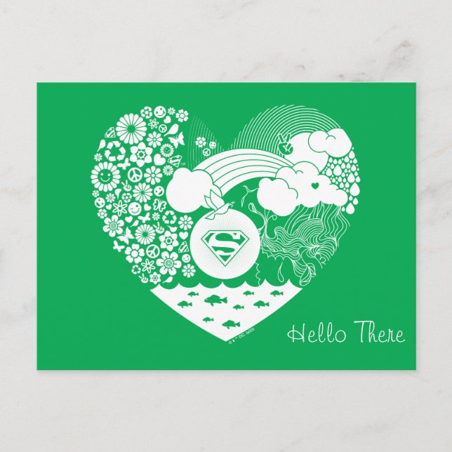 Carte Postale Supergirl Floral Peace Heart Graphisme (Devant)