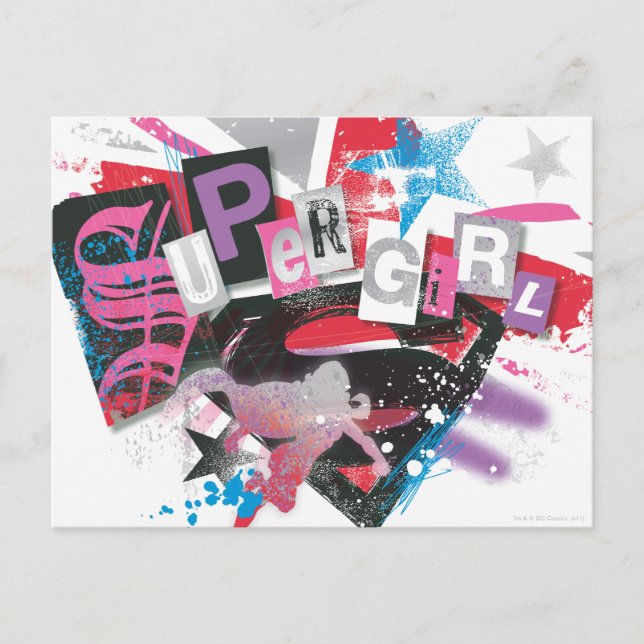 Carte Postale Supergirl Grunge Design (Devant)