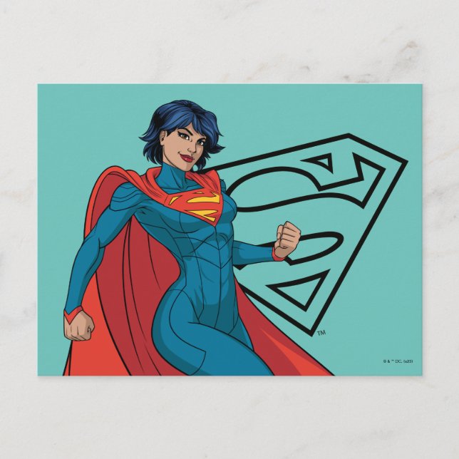 Carte Postale Supergirl Hovering en costume bleu (Devant)