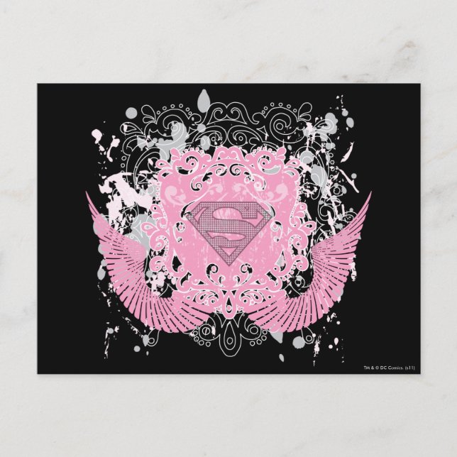 Carte Postale Supergirl rose aile design (Devant)