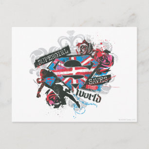 Carte Postale Supergirl sauve le monde