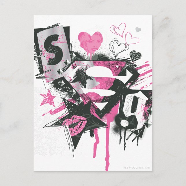 Carte Postale Supergirl Spills and Scribbles Collage (Devant)