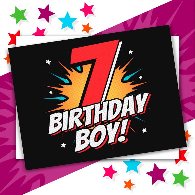 Carte Postale Superhero 7 ans Anniversaire Garçon 7e Anniversair (Créateur téléchargé)