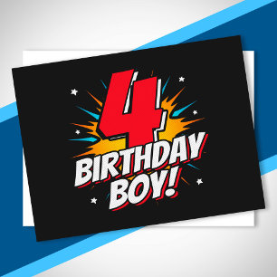 Carte Postale Superhero Anniversaire Garçon - 4 ans - 4e anniver