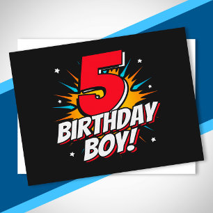 Carte Postale Superhero Anniversaire Garçon - 5 ans - 5e anniver