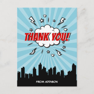 Carte postale Superhero Comic Anniversaire Merci